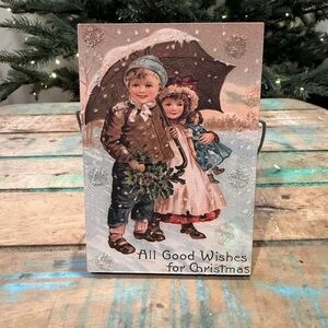 Vintage Inspired “All Good Wishes For Christmas” wooden decoration